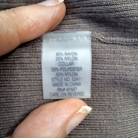 NWT Neiman Marcus Brown Taupe Cowl Neck Pom-Pom Long Sleeved Sweater Sz S - Picture 8 of 9